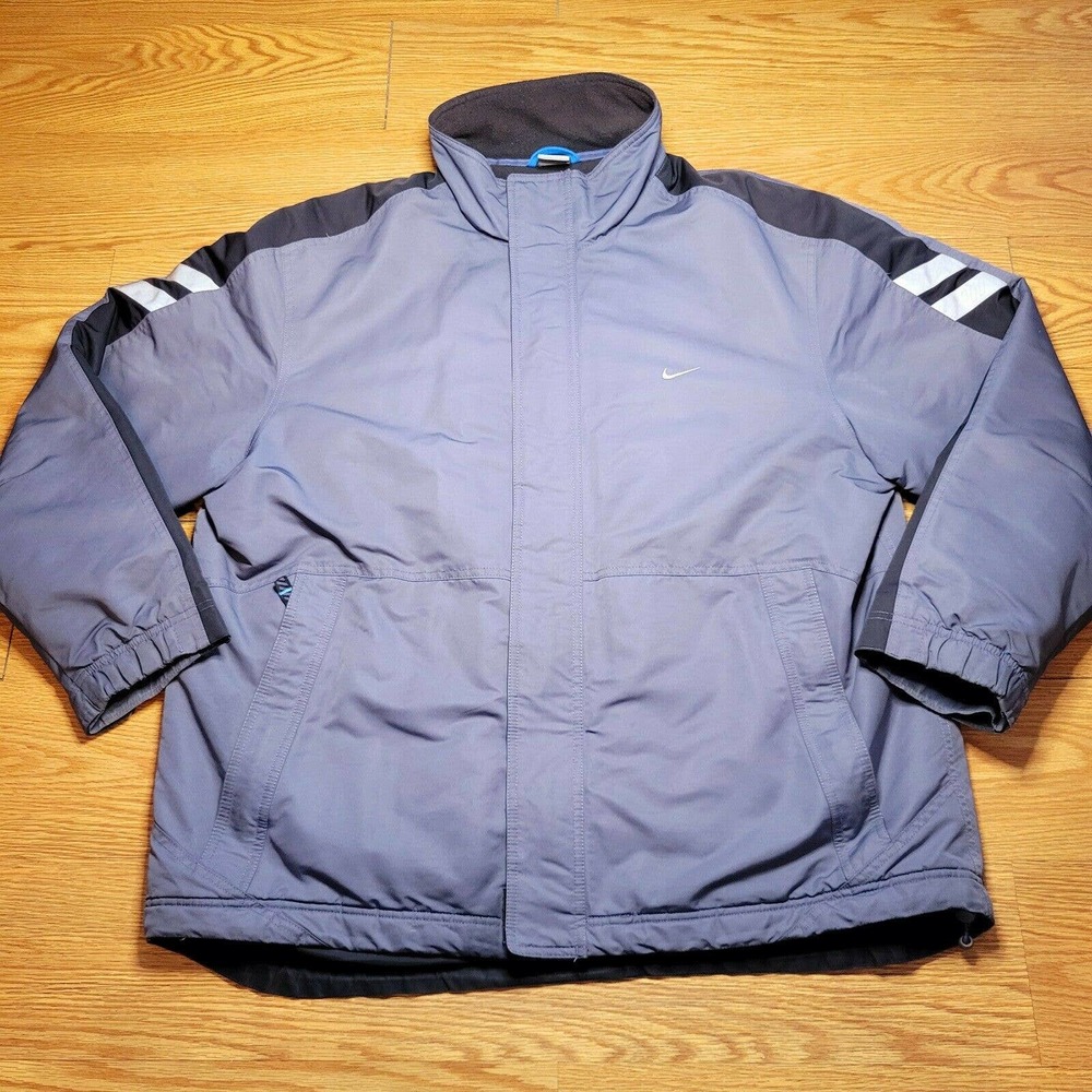 Vintage Nike Fleece Lined Full Zip Up Jacket Gray/Black Gray Tag Era Men's XL